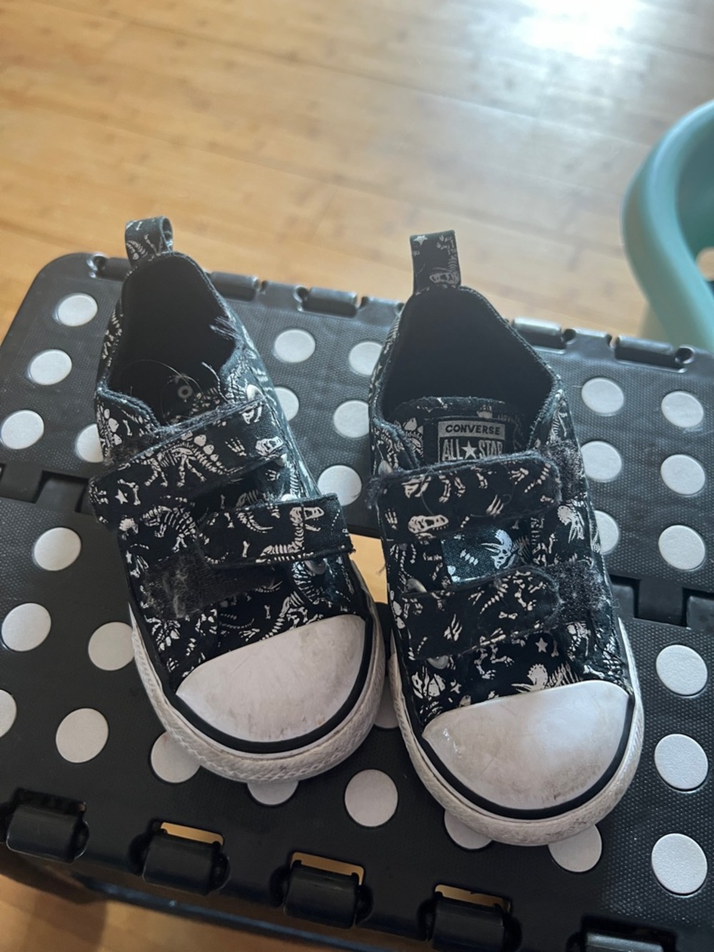 Converse Kids Black Dino Pattern Velcro Sneakers
